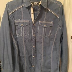 BKE Denim Blue Western Shirt